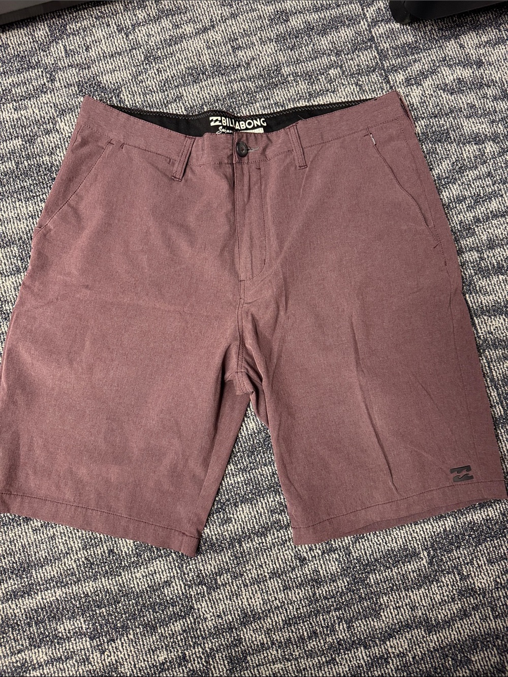 Billabong Men's Maroon Flat Front Stretch Shorts